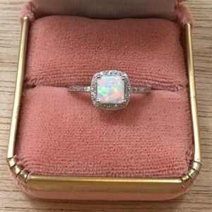 AlphaVariable Square Opal Ring Sterling Silver